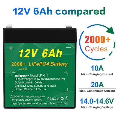 حزمة بطارية Talentcell 12v 6ah Lifepo4 دورة عميقة 2000 دورة 32700 6000 مللي أمبير