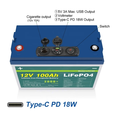 100ah Lifepo4 12 فولت حزم البطارية الشمسية Bms قوارب UPS عربات الجولف