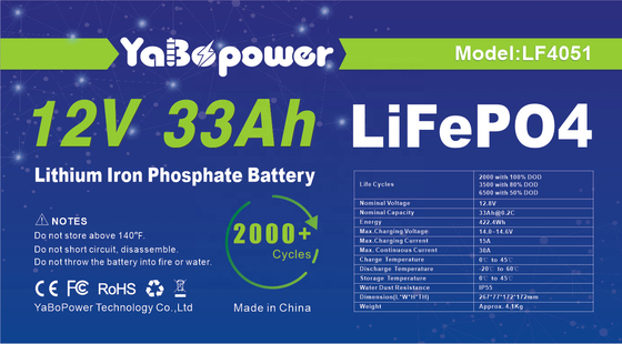 33Ah 12V Lifepo4 بطارية ليثيوم فوسفات الحديد بطارية 32700