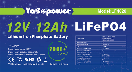 حار بيع مصنع مخصص 12v 12Ah تفريغ بطارية 6A Lifepo4 الحالية مع قدرة بارزة