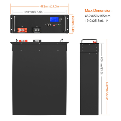 بطارية LCD 48V Lifepo4 2.5kwh بطارية ليثيوم عميقة 48 فولت 50ah