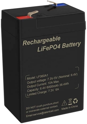 فوسفات الحديد الليثيوم دورة عميقة LiFePO4 بطارية ليثيوم 6V 6Ah 6.4V للعب UPS