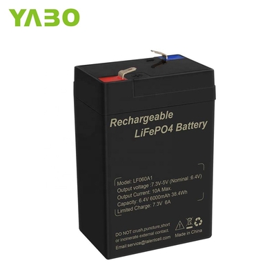 6.4V 4.5Ah 6v 5Ah Deep Cycle LiFePO4 بطارية قابلة للشحن الإضاءة