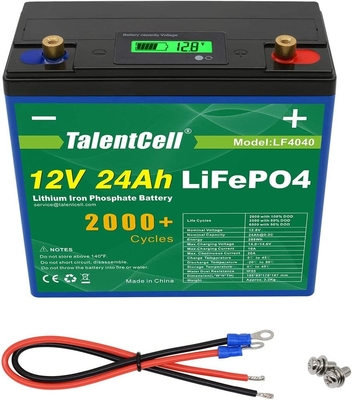 12v 24ah Lifepo4 بطارية ليثيوم قابلة للشحن سعة كبيرة مع شاشة LCD