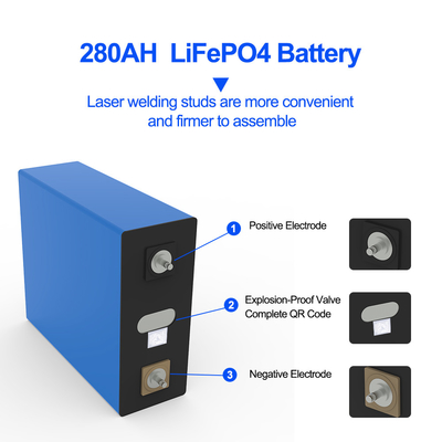 3.2V 280AH بطارية ليتيم الحديد الفوسفاتية - سعة عالية وحل طاقة طويل الأمد