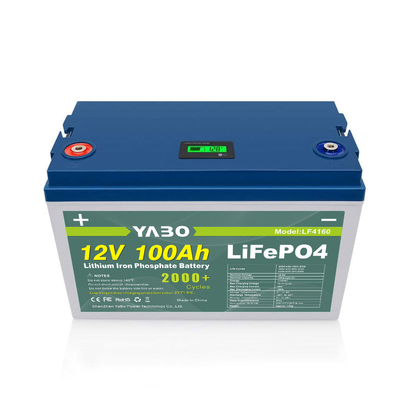 YABO حسب الطلب قابل لإعادة الشحن بالطاقة الشمسية قارب ليثيوم دراجة نارية لعبة غولف RV LiFePO4 بطارية تخزين الطاقة 12V 100Ah